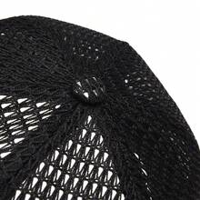 1pc Summer New Stitched FEWK Leather Label Hollow Large Grid Mesh Bucket Hat Unisex Hip-Hop Breathable - Multicolor - View 6