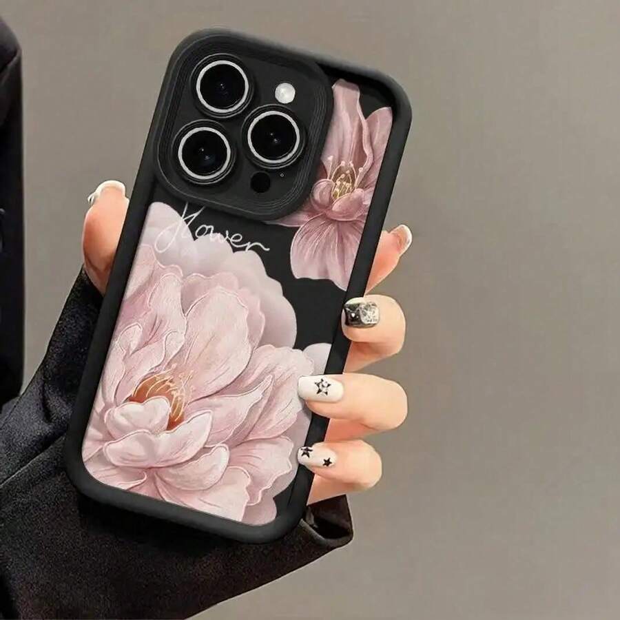 Flower Shockproof Case With Celestial Eye Ladder Material, Anti-Scratch And Camera Protection. Animated And Cartoon Illustration Designs. Compatible With IPhone, , POCO, , Honor - 黑色 - 查看 1