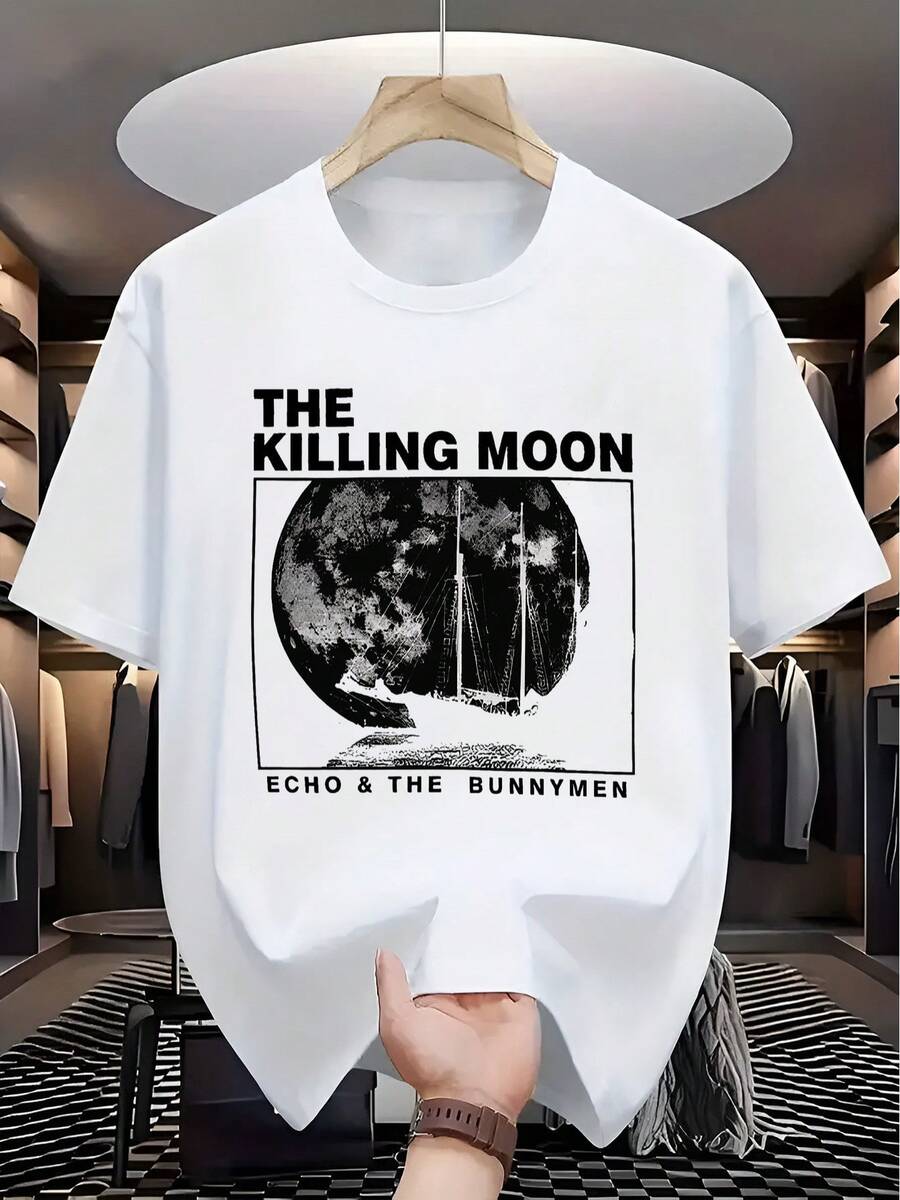 Camiseta suave y cómoda de cuello redondo con la clásica canción "The Killing Moon" de la banda post-punk. - Blanco - Ver 1
