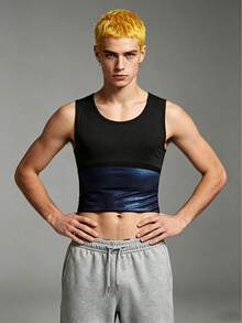 1pc Men's Sports Waist Trimmer Vest, Body Shaping Sweat Waist Cincher, European And American Style Sauna Sweat-Inducing Fitness Compression Abdominal Binder - Multicolor - View 8