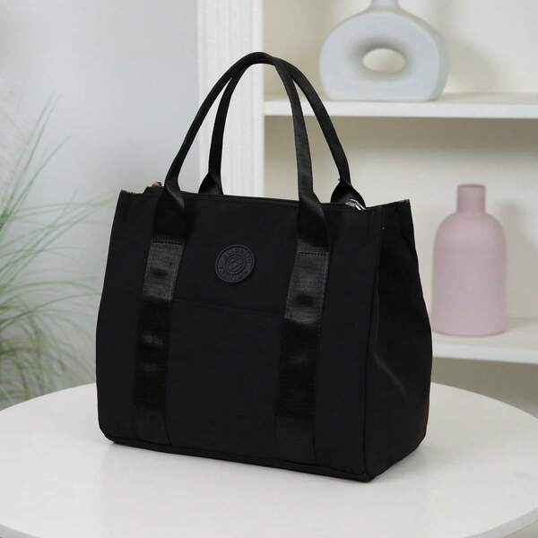 Nieuw, effen nylon stof, prachtige handtas, werk tas, modieuze tas met ritssluiting, geschikt voor school, werk, winkelen, kamperen, dagelijks gebruik, handtas. Terug naar school seizoen, vintage, minimalistisch, lunchtas, bento box opbergtas, lunchtas, boodschappentas, diverse tas
