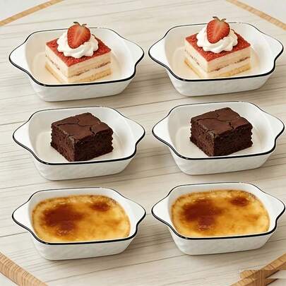 Ceramic Baking Tray, Rectangular Stackable Baking Tray With Handle, Suitable For Lasagna/Pie/Casserole/Snacks, Dimensions 26.7*5 Cm/10.51*1.91 Inches. 3pcs Set. White