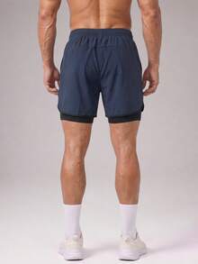 Men's Boyfriend Casual Shorts, Built-In Liner, Black Lightweight Athletic Shorts, Suitable For Gym And Outdoor - Navy Blue - View 4