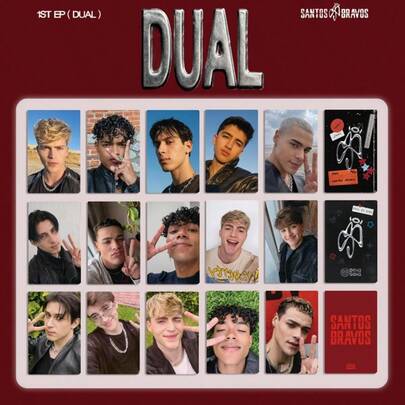 SANTOS BRAVOS, Álbum Tema "DUAL", Grupo de Ídolos Masculinos Estilo Europeo-Latino Drew/Alejandro/Gabi/Kauê/Kenneth, Tarjetas Coleccionables de Selfie Individual de Miembros, Set de Tarjetas del Álbum SANTOS BRAVOS DUAL, 5 piezas Tarjetas Coleccionables Lomo de Selfie de Grupo de Chicos Europeo-Latino en Calle Verde, Mercancía de Apoyo de Fans de Grupo de Chicos Latino, Fotocarta SANTOS BRAVOS, Mercancía del Álbum DUAL, Tarjeta Lomo de Grupo de Chicos Latino, Regalo para Fans