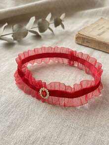 1pc Red Lace Trim Fashion Minimalist Bridal Thigh Chain - Red - View 3