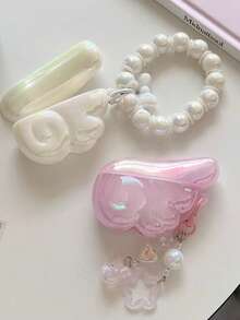 Ins Dreamy Laser Angel Wings Silicone Protective Case For AirPods 4/2/3/Pro, New 2nd/3rd Gen Apple Earphone Cover, Wireless Bluetooth Girly Style 5 - Baby Pink - View 3