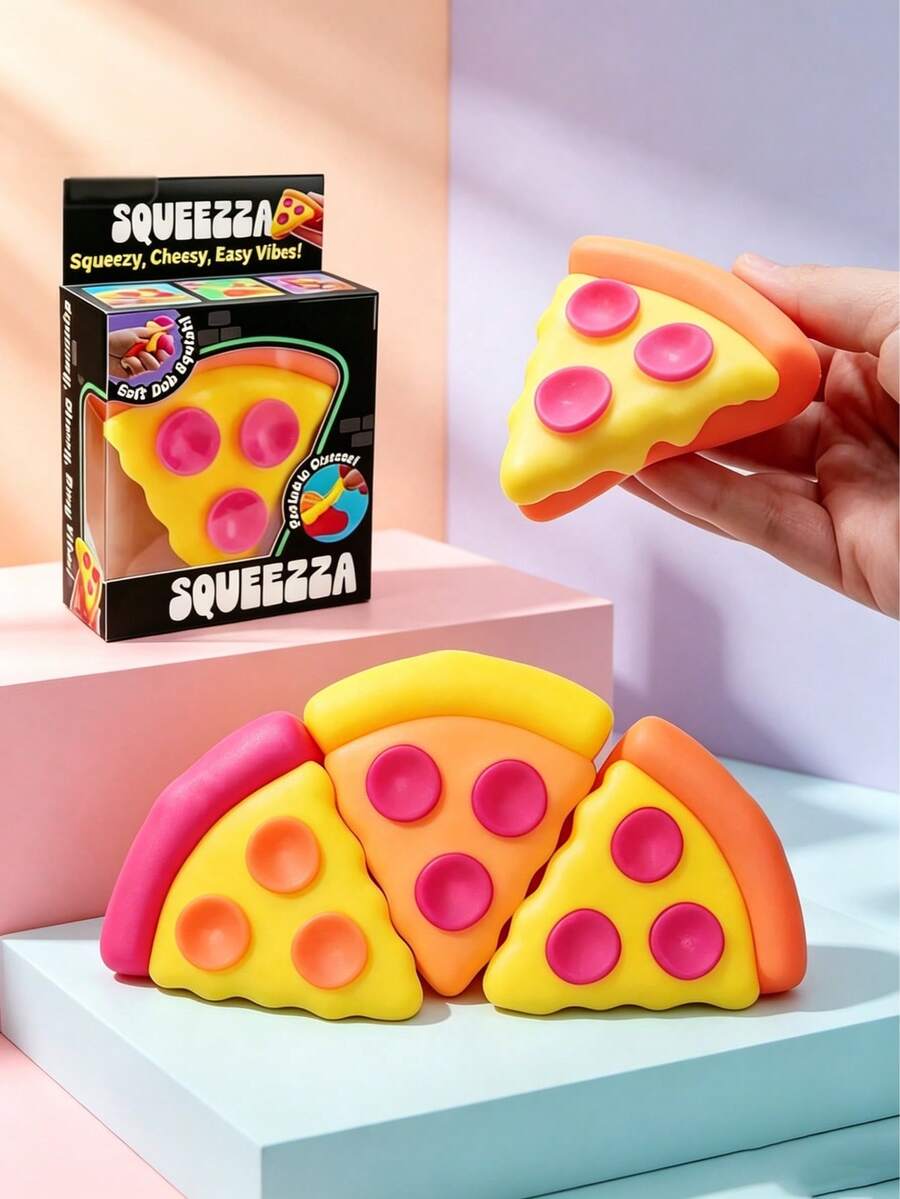 1pc Random Color Realistic Pizza Slice Squishy Toy, Slow Rebound Cheese Texture Stress Relief Squeeze Toy, Fun Desktop Decor, Creative Holiday Party Gift And Gift Box Filler (OPP Bag)
