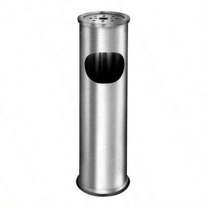 Taylor & Brown 2-In-1 Free Standing Stainless Steel Ash Tray Portable Outdoor Rubbish Waste Bin Dust Cigarette Butt Receptacle Disposal Ashtray Stand H56 X D15.5cm