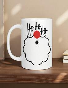 1pc 1pcs Santa Claus HO HO HO Mug With Iconic Laughing Face - Ceramic Coffee Tea Cup Suitable Holiday Decorations Washab - Blanco - Ver 1