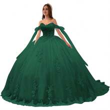 Vestidos de quinceañera de lujo con hombros descubiertos y apliques de encaje hinchado, vestido de baile precioso dulce 16 vestidos - Borgoña Deep - Ver 27