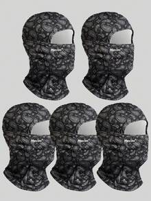1/2/3/5pcs Classic Paisley All-Over Print Musion Logo Balaclava, Breathable Mesh Full Face Motorcycle Mask, Windproof Dustproof Helmet Liner Headwear, Suitable For Motorcycle Riding, Hip-Hop Street Style - Multicolor - View 10
