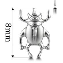 1 pieza de piercing de labret de titanio ASTM F136 con diseño de escarabajo, pendiente de base plana, aro para labio, concha y hélix, joyería para piercing - Sin rosca - Ver 5