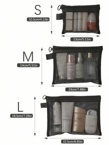 1pc Transparent Mesh Cosmetic Storage Bag, Can Store Lipstick, Brushes, Skincare, Phone, Coins, Small Items, Suitable For Home, Gift, Vacation, Holiday, Halloween, Christmas And Other Multi-Functional Uses.,Back To School - View 3