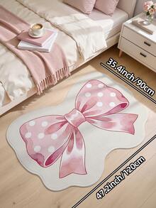 DAJIANG 1pc Cute Pink Bow Pattern Wool Rug Doormat, Suitable For Bathroom, Kitchen, Outdoor, Indoor, Bedroom, Living Room, Machine Washable, Easy To Clean, Non-Slip Bottom, Applicable For Bedroom Decor, Bathroom Decor, Holiday Decor, Room Decor, Outdoor Decor - Multicolor - View 15