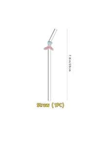 1PC Ocean Themed Mermaid Tail Glass Straw, Reusable Curved Design For Assorted Cold Drinks. Perfect Decor For Outdoor Beach Trips, Celebrations And All Seasonal Holiday Gifting. - View 8