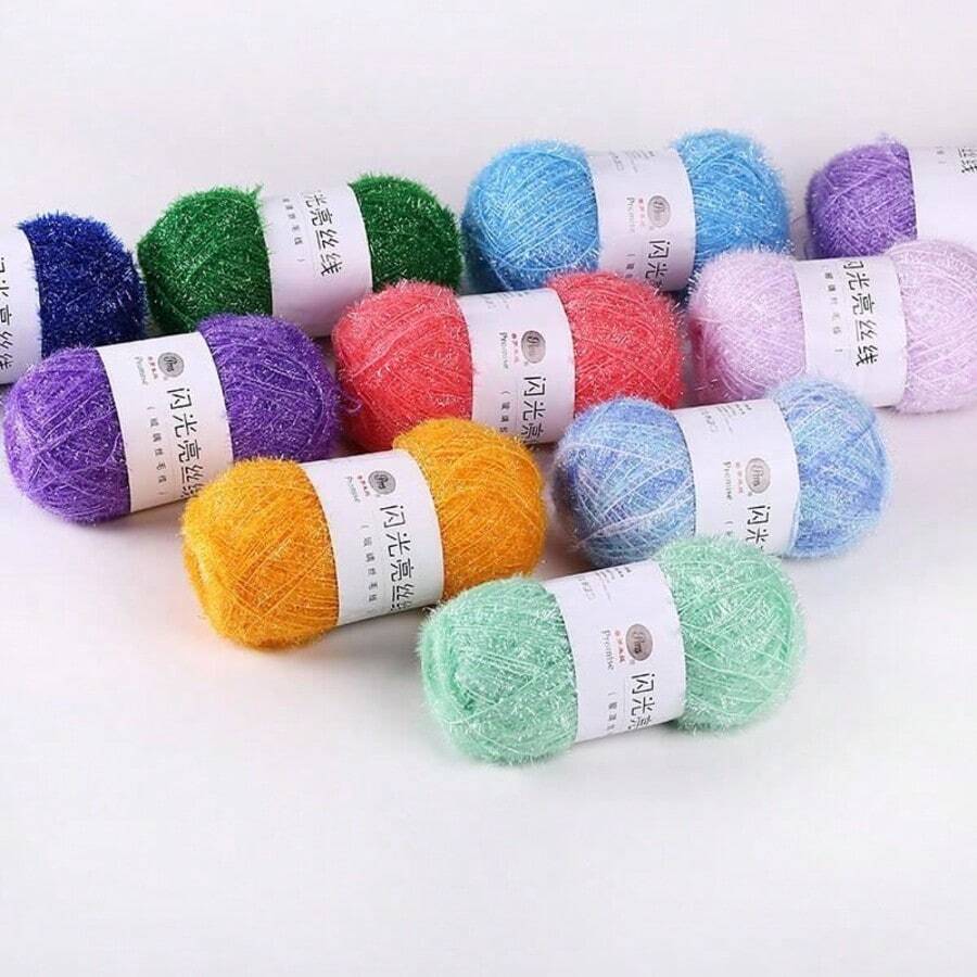 50g Glass Fiber Yarn DIY Shiny Metallic Gold Yarn For Knitting Dishcloths, Handmade Bags, Dolls And Decoration
