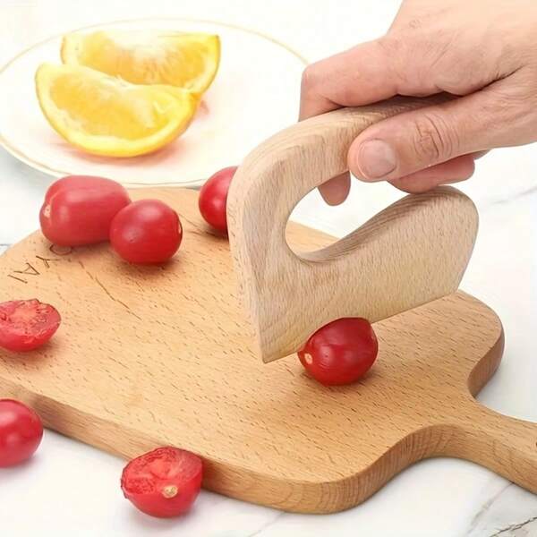Pisau Buah Kayu, Pisau Adonan Kayu Beech, Pisau Kayu untuk Memotong Kue dan Pai, Pemotong Pizza, Cocok untuk Pemula di Dapur, Pisau Kayu untuk Buah dan Sayuran, Alat Dapur