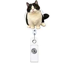 1pc/2pcs/3pcs Acrylic Cat Expression Retractable Rotating Badge Reel Doctor Nurse Keychain ID Holder - Multicolor D - View 24