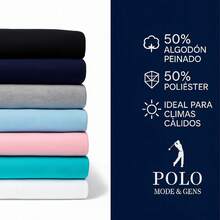 POLO MODE & GENS Playera Polo Hombre Lisa de Algodón Peinado |   Custom Fit con Logo Bordado |   Casual, Atemporal y Versátil |   Variedad de Colores - Negro - Ver 5