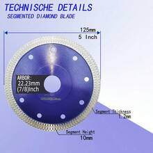 3pcs 5-Inch Ultra-Thin Diamond Saw Blades, For Ceramic Cutting, Brand New Grid Pattern Segmented Edge, No Chipping, Ultra-Thin And Durable, Suitable For Cutting Tiles, Ceramics, Granite With Grinder - B - View 2