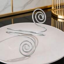 6pcs Adjustable Metal Silver Simple Summer Vacation Style Loose Geometric Spiral Arm Bracelets Set, Halloween Decoration, Refer To Size For Adjustment And Wear, Multi-Functional, Arm Bracelets, Anklets, Curtain Ties, Napkin Rings, Art Pieces - 6PC Silver - View 8