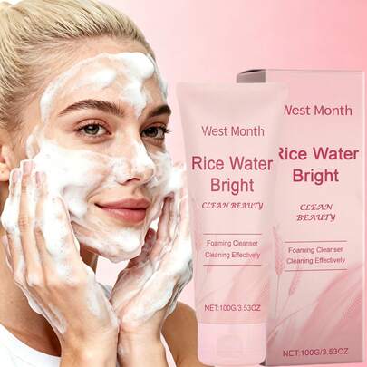 west month Rice Water Facial Cleanser,Deeply Moisturizes Facial Skin, Brightens Dullness, Leaving Skin Radiant And Refined.Deep Cleansing,Leaving It Smooth And Delicate.