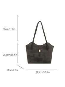 Nuevo bolso de hombro tipo tote de unicolor, de lujo ligero, de alta gama y versátil para mujer - Negro - Ver 3