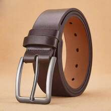 Men's Casual Genuine Leather Denim Belt, Classic Business Formal Belt, With Claw Buckle, Minimalist Design Suitable For All Seasons, Half Set - Coffee Brown - View 7