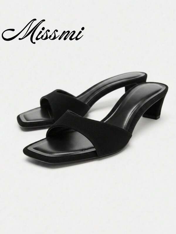 2026 Spring/Summer New Women's Suede Mule High Heel Sandals
