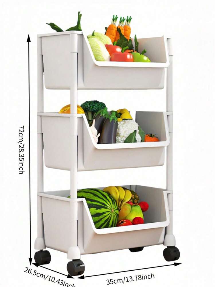3/4/5-Tier Storage Cart, Practical Plastic Universal Wheel Cart With Casters, Mobile Storage Rack With Wheels, 360-Degree Rotating Design, Multi-Purpose Utility Cart, Bookshelf Trolley, Storage Cabinet, Decorations And Gifts - Multiple Specifications - View 13
