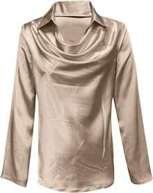 sa de satén con cuello dudete para mujer Genérico – Elegantes blusas de seda de manga larga, camisas de trabajo casuales y elegantes para oficina, invitadas de boda y atuendos escolares 2025 - Marina de - Ver 5
