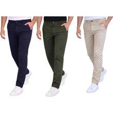 Holstone Pack 3 Pantalones Estilo Chino de Gabardina Premium Hombre - Uso Casual y Oficina Moda Caballero - Pantalón de Algodón. - Azul marino - Caqui - Arena - Ver 27
