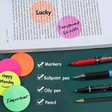 120pcs Transparent Sticky Notes Colorful (Random Color), Cute Round Transparent Memo Pads, Semi-Transparent Bookmark Page Clips Stickers, Planner Accessories Aesthetic Office & Study Supplies - Multicolor - View 4