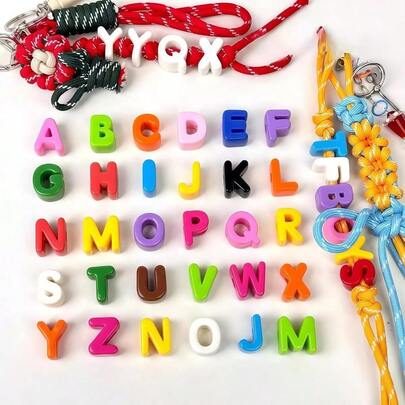 26 Large 6mm Hole Letter Beads, 20mm Beads A To Z, Suitable For DIY Jewelry Making Kits, Friendship Bracelets, Keychains And Educators Learning Letters (26pcs A To Z Random Colors)