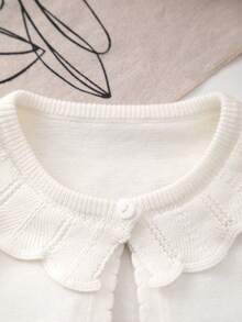 Baby Girl Spring/Summer Thin Sweet Lace Peter Pan Collar Knit Cardigan Shawl - Beige - View 2