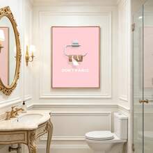 1 Stück minimalistisches "Don't Panic" Toilettenpapier Leinwand Wandkunst, zartrosa lustiges Badezimmer Dekor Poster, ungerahmter moderner vertikaler Leinwanddruck, ästhetische Heimwanddekoration für Badezimmer Toilette Schlafzimmer westlicher Stil Raumdekoration, ideales Geschenk zum Einzug - Verschiedenfarbig - Übersicht 13
