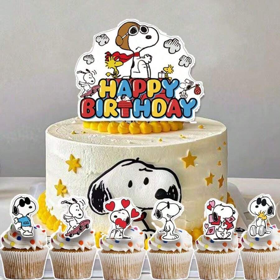 Suministros de decoración para fiesta de cumpleaños infantil con tema de cachorro lindo y vacaciones, suministros de decoración para fiesta temática de cumpleaños - Multicolor - Ver 1