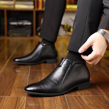 Sepatu Bot Pria Gaya Inggris Vintage Buatan Tangan, Sepatu Bot Inggris Model Chelsea Bertali Tinggi - Hitam - View 5