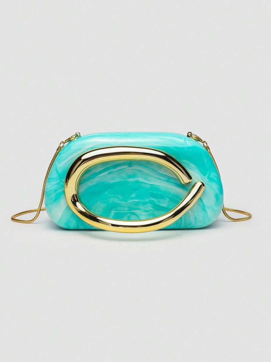 1 Piece Acrylic Clutch Bag, For Valentine's Day, Comfortable And Fashionable, Elegant Handbag, Personalized Gift Option, 2025 Accessory, Fashion Style Suitable For - 杏色 - 查看 1