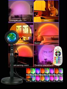 1pc USB Powered RGB Floor Lamp, Telescopic 16-Color Sunset Atmosphere Projector Light, LED Sunset Atmosphere Light, Sunset Effect Projector, Room Decoration Night Light, Multi-Color Projector, Room Ambient Decorative Lighting, With Remote Control, Multiple Color Changes, Rotatable, Suitable For Decoration, Photography Party, Bedroom Home Decor, Room Decoration, Party Wall Decoration Light - Large Remote Control - Sunset Projector - View 13