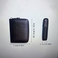 1個中性超薄防盜拉鍊錢包 多功能名片夾 安全旅行文件收納包 耐用黑色設計 極簡風金屬扣飾 便攜超薄銀行卡夾零錢包 - 彩色 - 查看 2