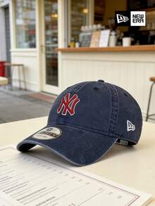 New Era American Navy Washed NY Embroidered Soft Baseball Cap, Unisex Daily Outdoor Sports Sun Hat - Blue - View 4