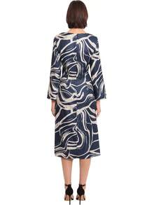 Donna Morgan Vestido Cruzado Midi de Manga Larga Vestido de cóctel para Mujer - Negro, crema (black/Cream) - Ver 5
