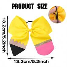 1pc Customized Pencil Bow Hair Accessory, Personalized Bow Hair Tie, Custom Women's Bow Hair Tie, Back To School Graduation Student Hair Accessory - Multicolor - View 6