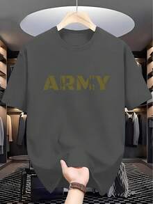 2025 Men'S Summer Fashion Casual Versatile Easy Letter Print Soft Comfortable Round Neck T-Shirt - 白色 - 查看 10