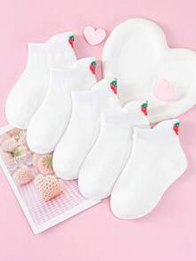 5/10 Pack, Cute White Ankle Socks For Toddlers Kids Strawberry Socks - Multicolor - View 17