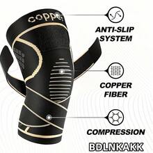 2 piezas de rodilleras con infusión de cobre con correas, mangas de compresión negras, proporcionan estabilidad, diseño moderno, cierre con correa, cómodas y duraderas, adecuadas para actividades diarias, correr, baloncesto, levantamiento de pesas, senderismo, ciclismo, entrenamiento de fuerza en el gimnasio, entusiastas de deportes unisex, opción ideal para amantes de los deportes, equipo de fitness y deportes, rodilleras con correa ajustable, rodilleras de fitness - Multicolor - Ver 5
