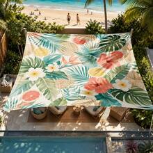 1pc Green Leaf Floral Pattern Sun Shade Canopy, Pastoral Style, Colorful, Large Size, UV Protection, Sturdy & Durable, Easy Installation, Suitable For Beach, Garden, Patio, Includes Rope - Multicolor - View 3