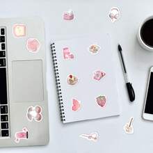 103pcs Pink 3D Colorful Graffiti Stickers, Die-Cut Decorative Decals For Computer, Water Bottle, Luggage School Supplies - Multicolor - View 2