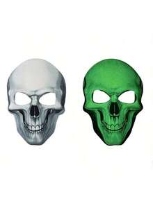 1pc Halloween Horror Glow-In-The-Dark Skeleton Mask, Moonlight Panic Head Cover For Party - Multicolor - View 2
